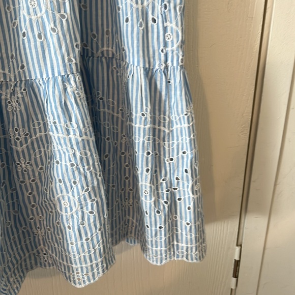 SOLD…Ann Taylor Loft Eyelet Striped Tiered Swing Dress Blue & White Size L NEW - Picture 8 of 16